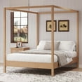 thumbnail image 2 of Euroco Wood Queen Size Canopy Bed with Four Poster, Natural, 2 of 6
