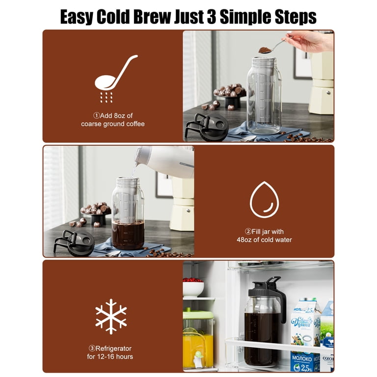 Gosche 64 oz Cold Brew Coffee Maker with Stainless Steel Filter photo 6
