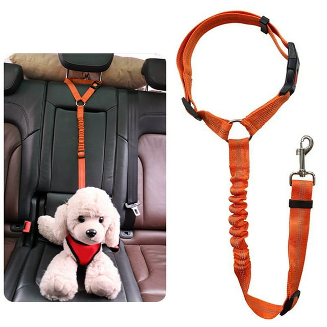Riforla Car Help Rope Dog Traction Belt Circular Ring Elastic and Retractable Reflective Strip Dog Rope Leashes Orange One Size