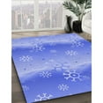 thumbnail image 3 of Ahgly Company Machine Washable Indoor Round Transitional Blue Ribbon Blue Area Rugs, 6' Round, 3 of 7