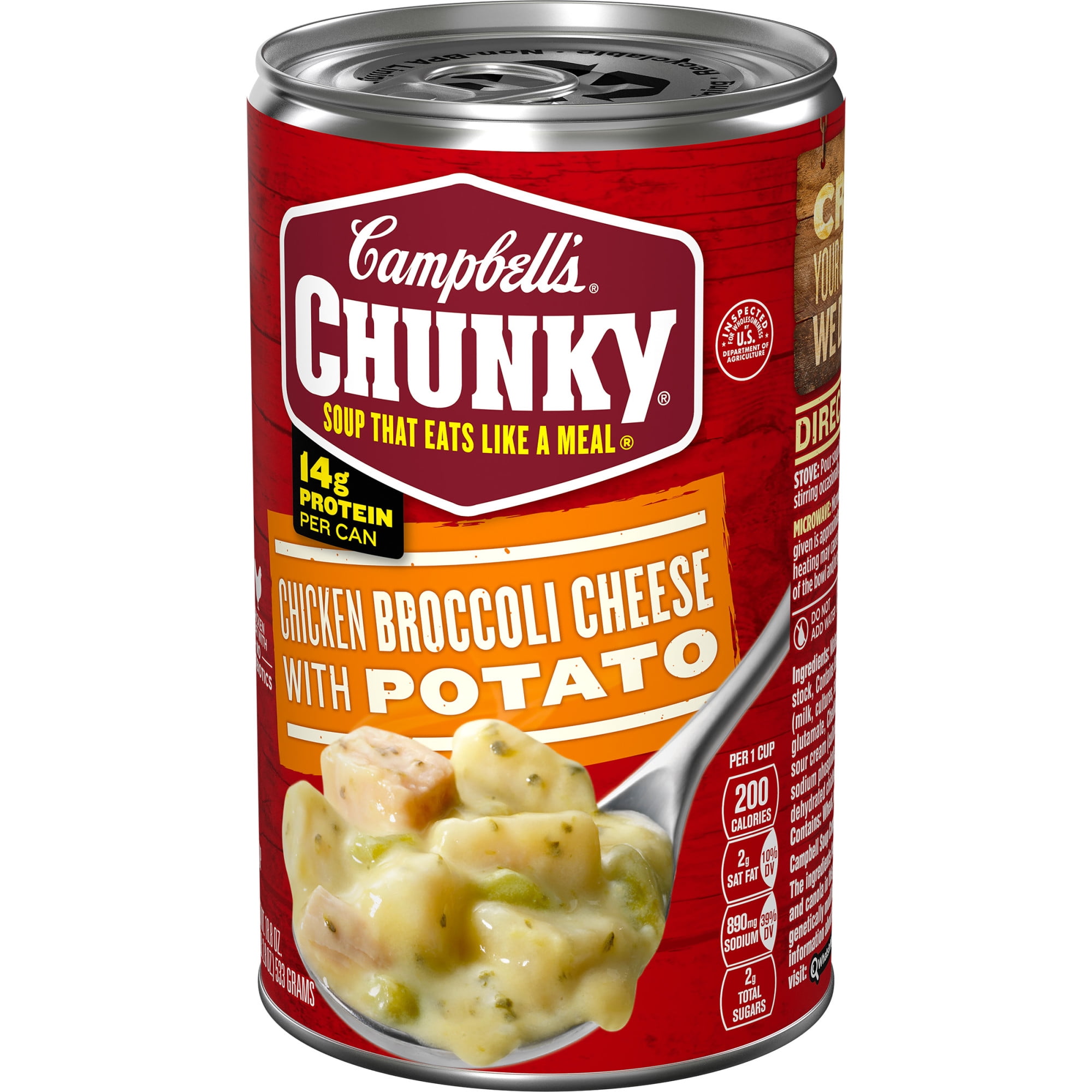 Campbell S Chunky Soup Chicken Broccoli Cheese With Potato Soup 18 8 Ounce Can Walmart Com Walmart Com