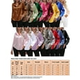 thumbnail image 5 of Frontwalk Ladies Tunic Tops Long Sleeve Blouse Lapel Shirts Women Satin Shirt Button Down Claret 2XL, 5 of 5