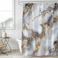 thumbnail image 6 of Marble White Yellow Shower Curtain Set - Extra Long 72" x 96" Washable Bathtub Curtain with 12 Hooks, Modern Art Ink Painting Waterproof Fabric Stall Shower Curtains for Bathroom/Bathtub Décor, 6 of 6