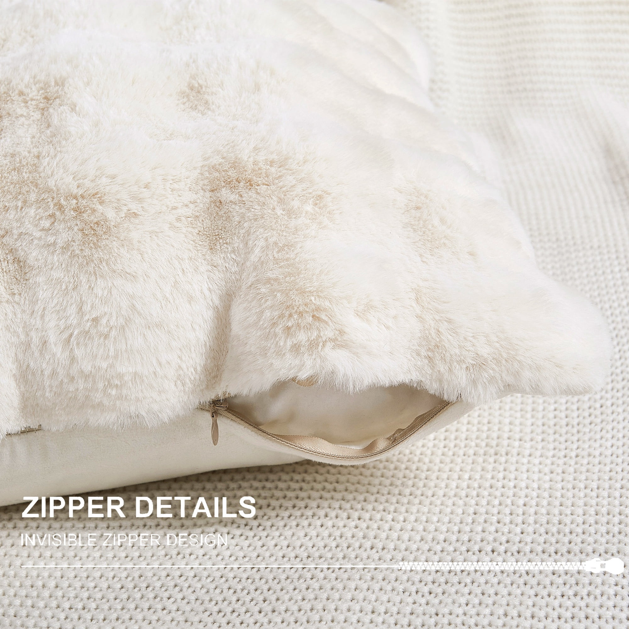 Home Soft Things Bubble Textured Faux Fur Pillow Covers, Set of 2, 20"x20", White