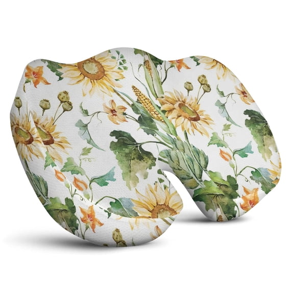 Premium Sunflower Pattern Memory Foam Seat Cushion Ergonomic Chair Pad for Office Chair, Car, Airplane & Bleachers Sciatica, Tailbone Hip & Back Pain Relief - Chair Cushion for Long Office Workers.