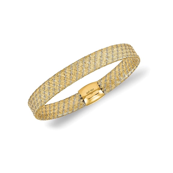 Gem & Harmony 14K Yellow and White Gold Stretch Bangle Bracelet for Women