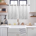 thumbnail image 2 of Grey Geometric Kitchen Curtains Short 45 Inch Length, Modern White Stripe Abstract Distortion Art Grommet Top Bedroom Living Room Curtains, Light Filtering Cafe Curtain Drapes 2 Panels Set 84''x45'', 2 of 9