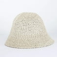 thumbnail image 4 of SikaFu Women Straw Summer Sun Hat Woven Bucket Hat Fishing Hat Beach Hat Foldable Cap Solid Color Straw Beach Hat Gorros Para Mujer, 4 of 6