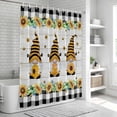 thumbnail image 6 of Spring Bee Gnomes Bathroom Shower Curtains with 12 Hooks Waterproof Shower Curtain for Stalls and Bathtubs Sunflowers Black Plaid Grey Wooden Decorative Bathroom Privacy Curtain 72x84 Inches, 6 of 9