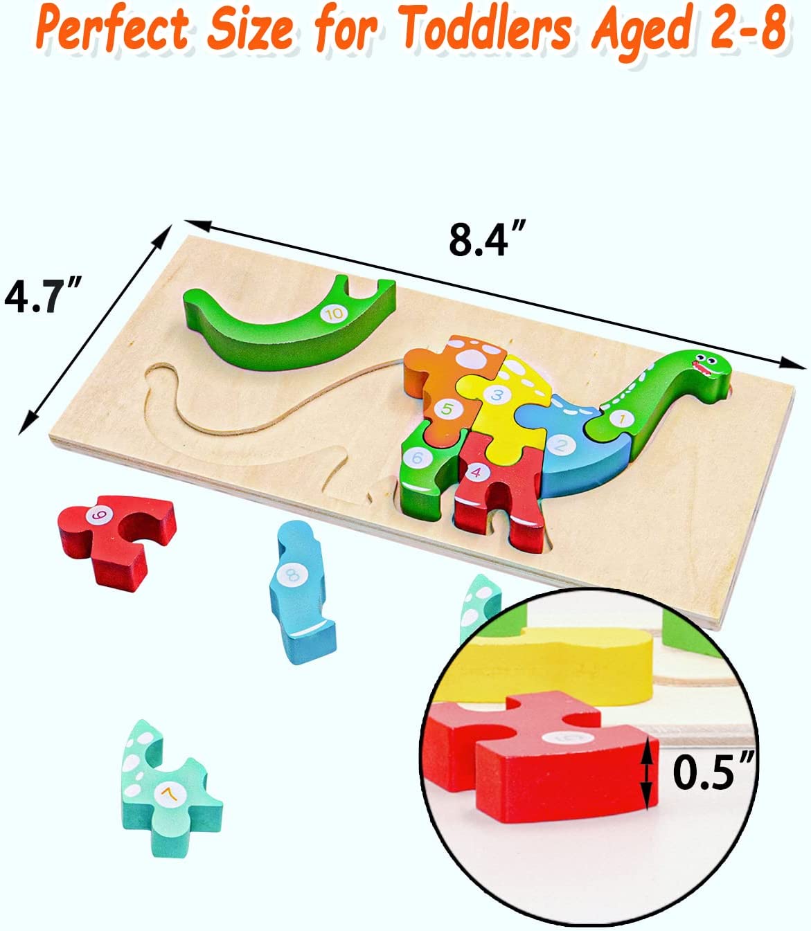 JEEXI Montessori Wooden Dinosaur Puzzles 4-Pack photo 3