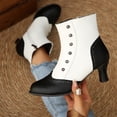 thumbnail image 6 of Willtoo Low Heel Ankle Boots for Women Comfortable Closed Round Toe Two-Toned Short Boots Chunky Heel Booties with Side Zipper Fall Winter Dress Shoes, 6 of 6