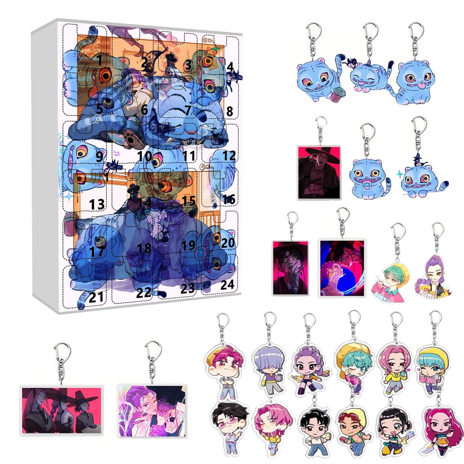 Calendrier De L'Avent 2025 Porte-clés Anime - 24 Porte-clés Acrylique Kawaii - Cadeau Noël Adolescent Adulte