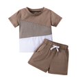 thumbnail image 5 of MHZLDYZ 2T Summer Clothes for Boys Baby Boys Summer Outfit Sets Short Sleeve Contrast Color Tops T Shirt Boys' Patchwork Suit Drawstring Shorts Clothes Set 5T Boys Clothes (Black,110), 5 of 5