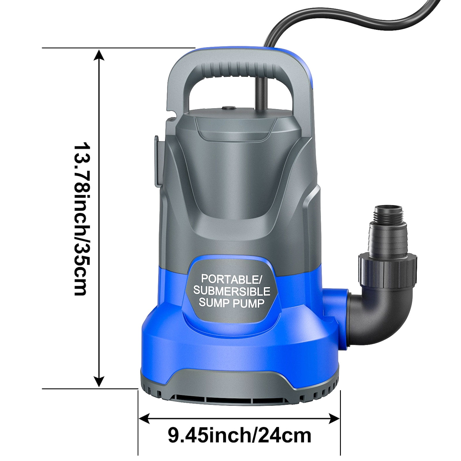 Sump Pump Submersible Water Pump 1.1HP 4700GPH Portable Water Transfer Pump Electric for Pool Draining Hot Tub Basement Utility Pumps Blue