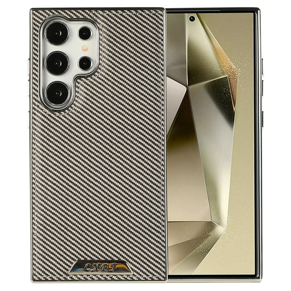 Magnetic Phone Case for Samsung Galaxy S22 Ultra, Compatible with Magsafe and Car Mount Shock Resistant Protective Anti-Scratch Slim Fit Carbon Fiber Texture Shockproof Case Cover, Gray