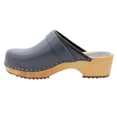 thumbnail image 3 of BJORK Maja Wood Open Back Grey Leather Clogs, 3 of 8