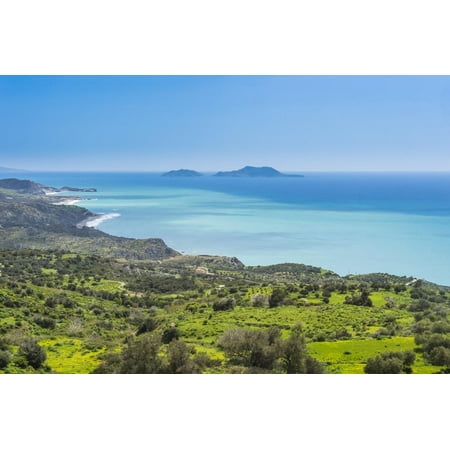 View over the South Coast of Crete with its Turquoise Waters, Crete, Greek Islands, Greece, Europe Print Wall Art By Michael