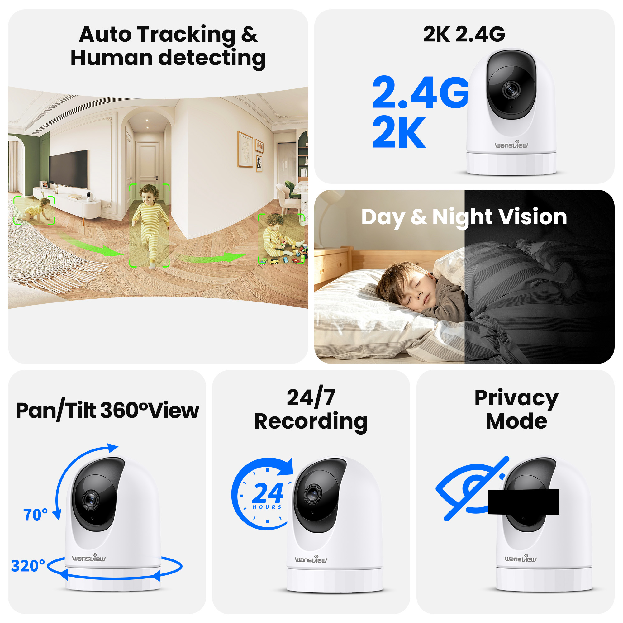 WansView 2K Indoor Security Camera with 360° Pan & Tilt photo 4