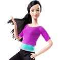 thumbnail image 6 of Barbie Made to Move Fashion Doll with Black Hair Wearing Purple Color-Blocked Top & Yoga Leggings, Flexible with 22 Posable "Joints", 6 of 10