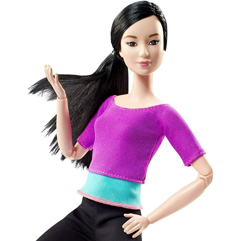 Barbie Made to Move Fashion Doll with Black Hair Wearing Purple