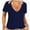 Navy blue, variant on Women Fashion Deep V-Neck Short Sleeve Tops Solid Casual Loose Basic T Shirt