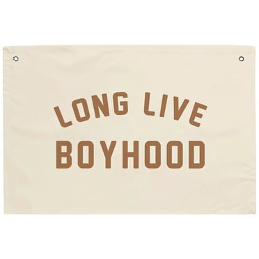 Long Live Boyhood Tapestry, Room Wall Decor Canvas Banner, Beige Tapestry for Bedroom, Easy-Hang with Metal Grommets