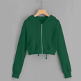 thumbnail image 2 of Cropped Zip Up Hoodie for Women Long Sleeve Casual Sweatshirt Cropped Jackets Outwear Workout Drawstring with Pockets, 2 of 5