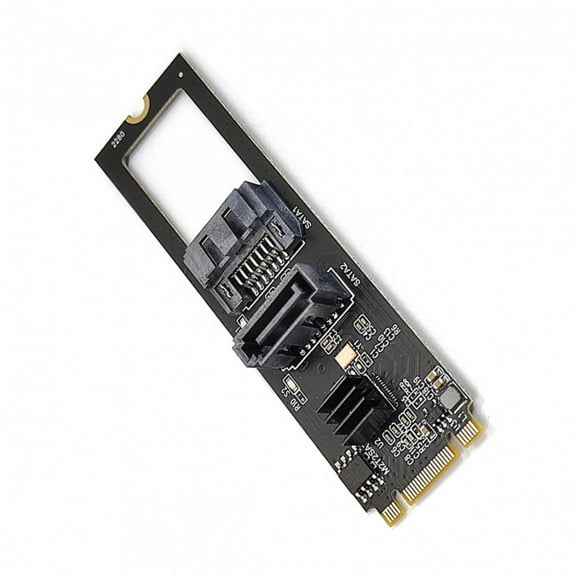 FVH NGFF Key B M PCI Express to SATA 3.0 6Gbps Dual Ports Vertical Horizontal Adapter Converter Hard Drive Extension Card JMB582 2280