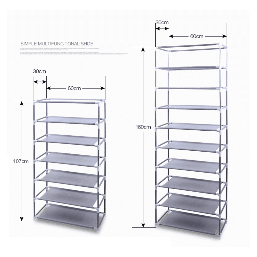 Hassch Shoe Rack with Cover and Side Pockets, 10-Tier Large Capacity Tall Shoe Shelf, Free Standing Storage Organizer for Entryway, Closet, 22.83"L x 11.4"W x 63"H, Purple