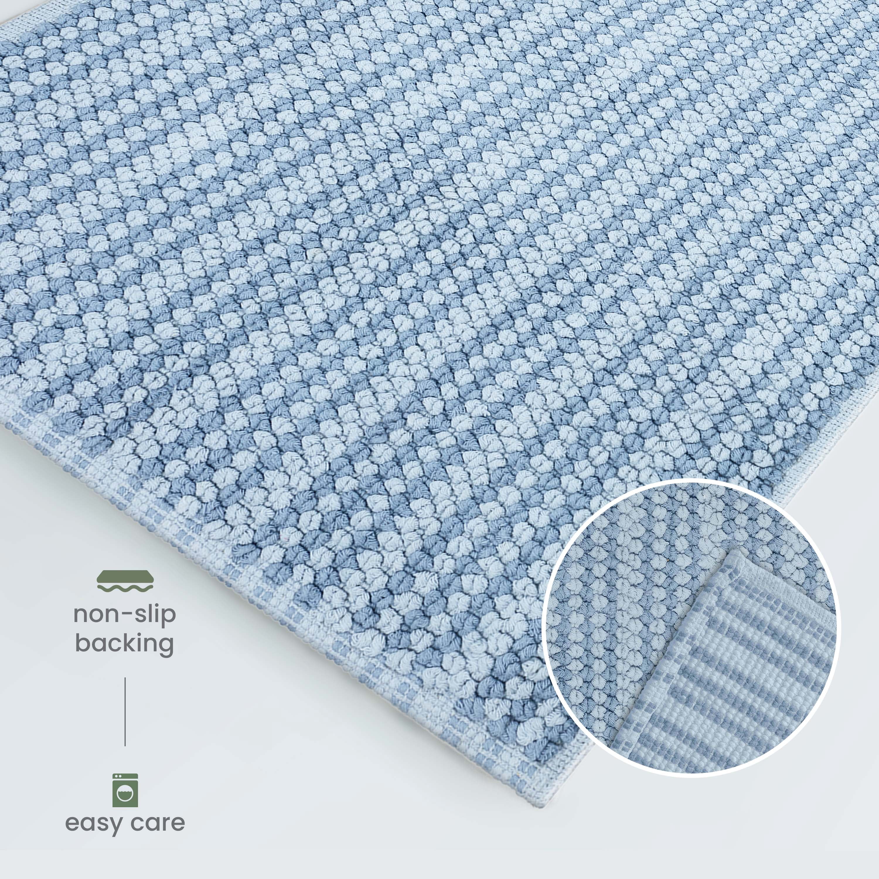 Martex Restore Stripe Cotton Bath Rug, 20" x 32", Blue