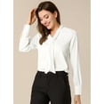 thumbnail image 2 of Blusa Elegante De Oficina De Trabajo Para Mujer, Camisa Plisada Con Cuello De Lazo Y Manga Larga Blanco L, 2 of 6