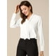 thumbnail image 2 of Blusa Elegante de Oficina Allegra K para mujer Camisa Plisada con cuello de Lazo y Manga Larga Blanco S, 2 of 6