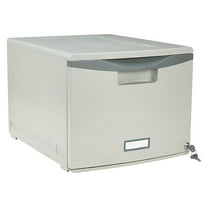 Plastic File Cabinet - 1 Drawer Locking Document Organizer for Home Office - Gray - Letter/Legal Size - Stackable Storage