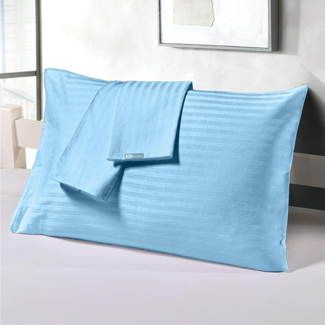 Egyptian Cotton Queen Size Pillow Covers Stripe & Fade Resistance