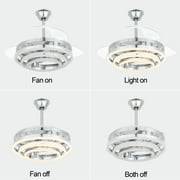 Oaks Aura 42 Inch Retractable Dimmable LED Ceiling Fan Light Remote 3-Color 6-Speed Chandelier