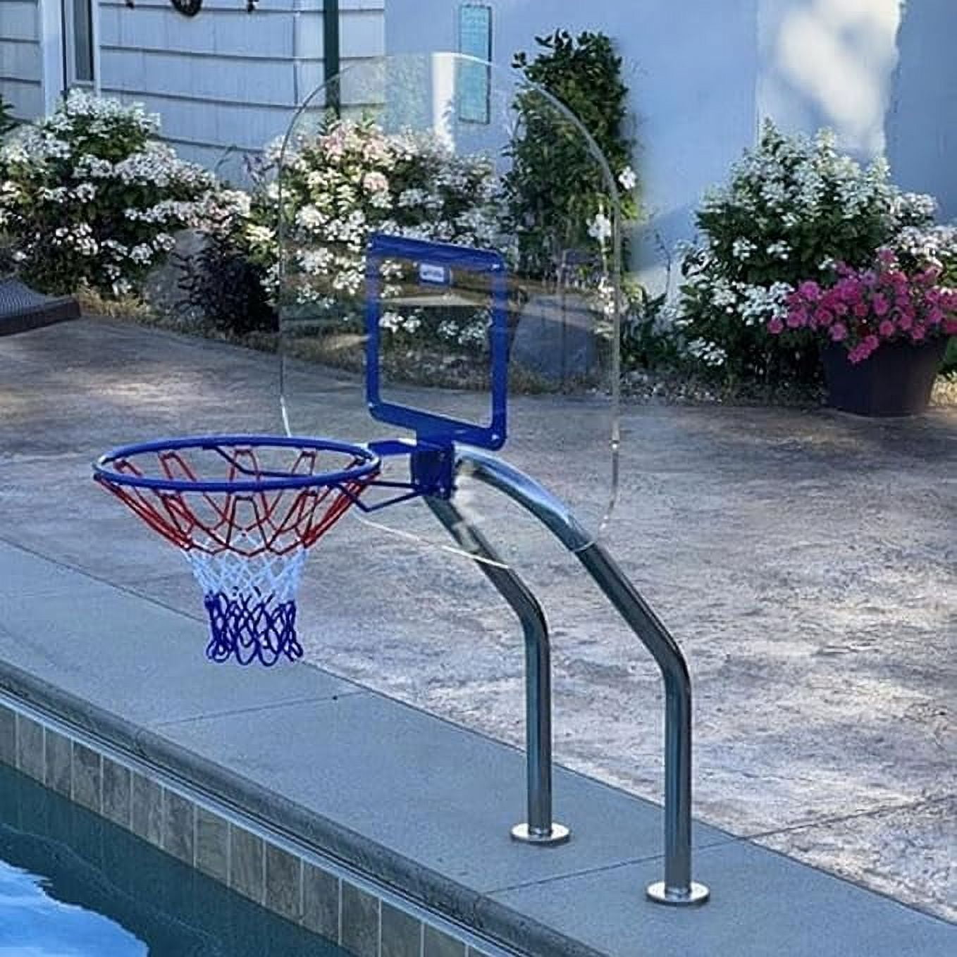 Global Pool Products X2 Basketball Game Deck Mounted Stainless Steel Dual Pole Inc Net and Ball GPP-X2BB-SS