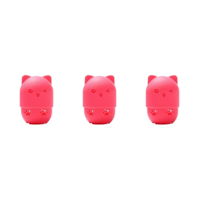 Wweixi Hygienic And Durable Washable And Reusable Storage Box For Cat Makeup Sponges rose red 3Set