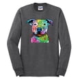 thumbnail image 2 of Neon Rainbow Trippy Cute Pitbull Dog Straight at You Dog Lover Mens Long Sleeve Shirt, Heather Black, Medium, 2 of 3