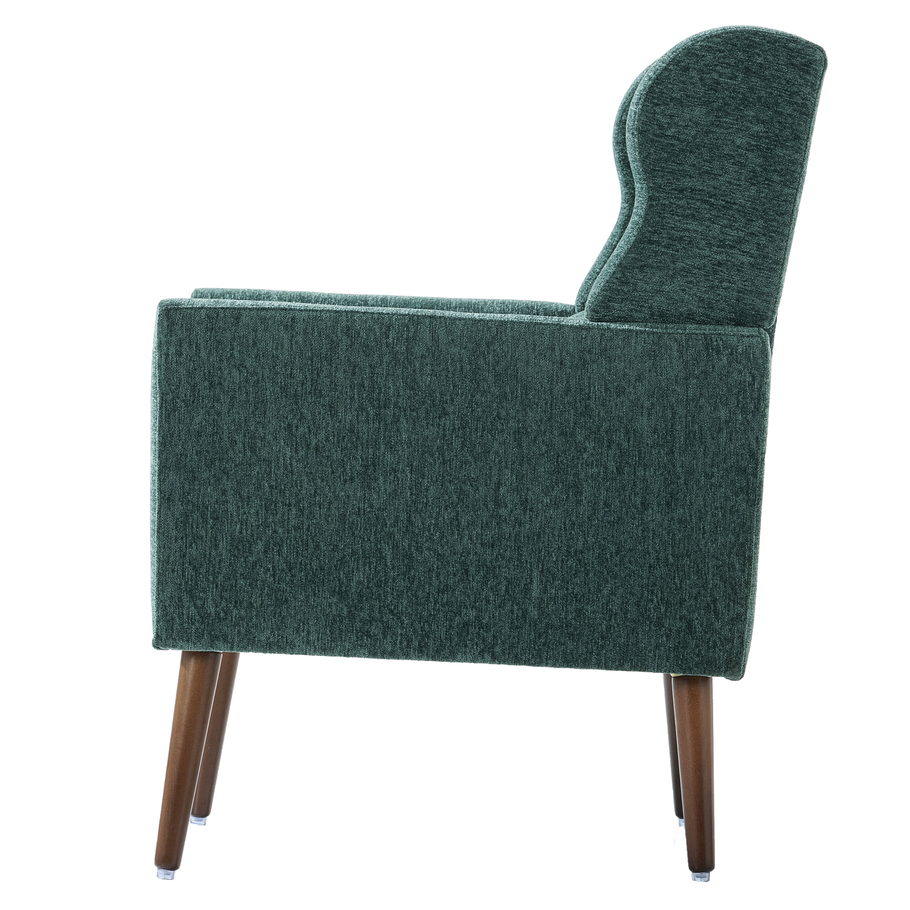 Mid-Century Accent Chairs, Modern Upholstered Living Room Chair, Cozy Armchair Button Tufted Back and Wood Legs for Bedroom/Office/Cafe