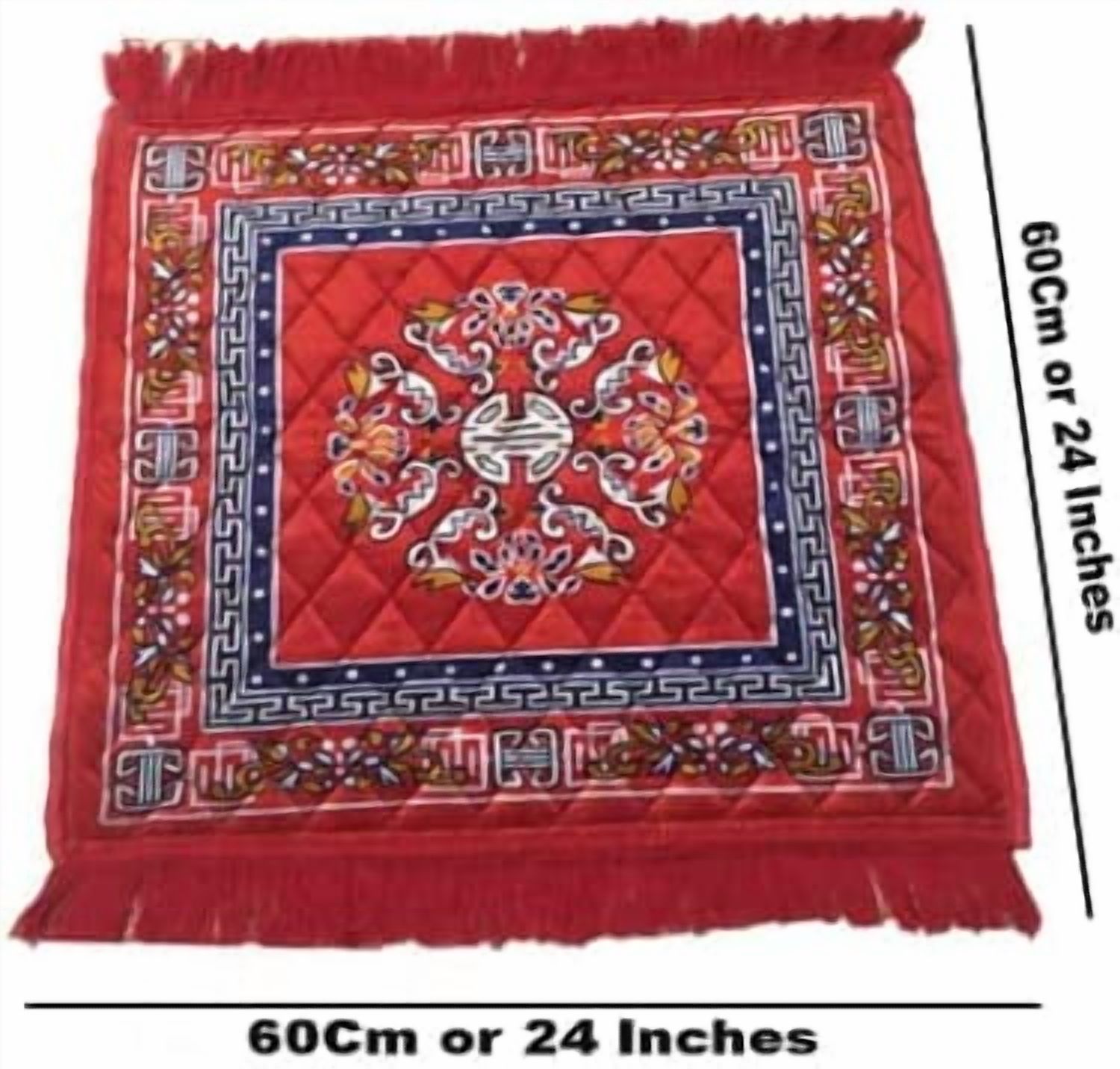 ‎Polyester Comfortable Red Multi-Purpose Meditation Mat/Rug (Approx. 60 x 60 Cm, 24 x 24 Inch), Religious Spiritual Items, Home Aasan/Yoga/Meditation, Hindu/Yoga/Meditation