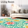 thumbnail image 2 of ODIKA 2'x3' Machine Washable Non-Slip Area Rug, Funky Aesthetic Floral Motif with Whimsical Vine Scrollwork High Traffic Rug with Pad, Pink, 539181, 2 of 8