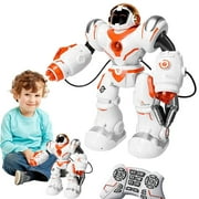 RUIG Programmable LED RC Robot Toys -Smart Programmable,Dancing Remote Control Robot with 50 Actions,Supporting 24 Changing Expression,Interactive 14 Walking Singing Dancing Robot,Launcher