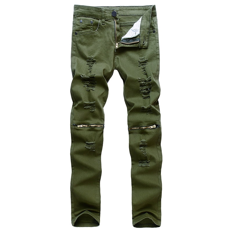 knee zipper jeans mens