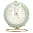 thumbnail image 1 of Reloj despertador silencioso de metal verde oliva, que no hace tictac, ahorra energía y es agradable a la vista, con luz nocturna, 1 of 8