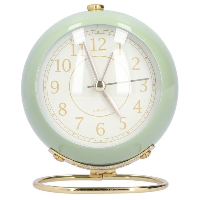 Reloj despertador silencioso de metal verde oliva, que no hace tictac, ahorra energía y es agradable a la vista, con luz nocturna