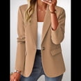 thumbnail image 4 of Blazer Informal de Otoño para Mujer, Ligero, con Forro Completo, Cuello de Solapa con Botones, Ajustado, Moderno y con Bolsillo Caqui M, 4 of 10
