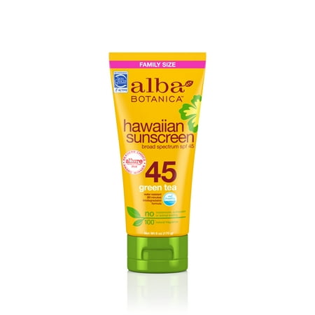 Alba Botanica Hawaiian Sunscreen Lotion SPF 45, Green Tea, 6 oz