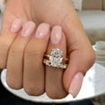 thumbnail image 4 of Diiro Oval Cut Solitaire Engagement Ring Set for Women with Matching Wedding Band, 10K/14K/18K Solid Yellow Gold, 2 Piece Moissanite Diamond Bridal Set, 4 of 8