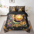 thumbnail image 2 of Manfei Watercolor Flowers Floral Bedding Comforter Set 7pcs,Bohemian Sun Moon King Bedding Sets,Wild Plants Bed Sheets,Super Cozy Room Decorative Reversible, 2 of 7