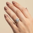 thumbnail image 3 of Jewelerix Cushion Halo Round Cut Moissanite Engagement Ring Set in 14K White Gold Vermeil with Pave Band & Curved Wedding Band, 3 of 5